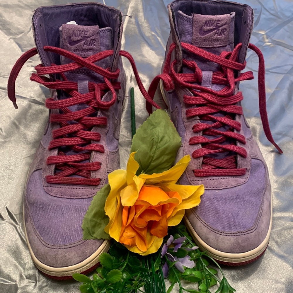 🌹VINTAGE Nike Air AF1 Lite Women’s • Purple & Pink Suede High Top Sneakers - Picture 5 of 16
